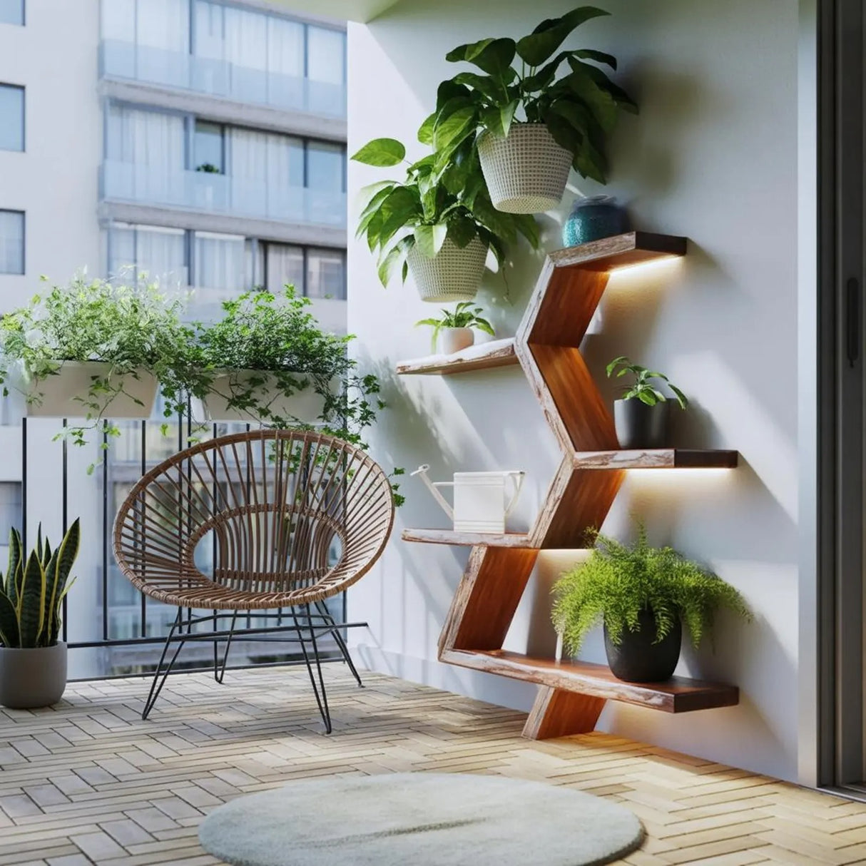 Modern Geometric Wall Shelf For Indoor Plants Display