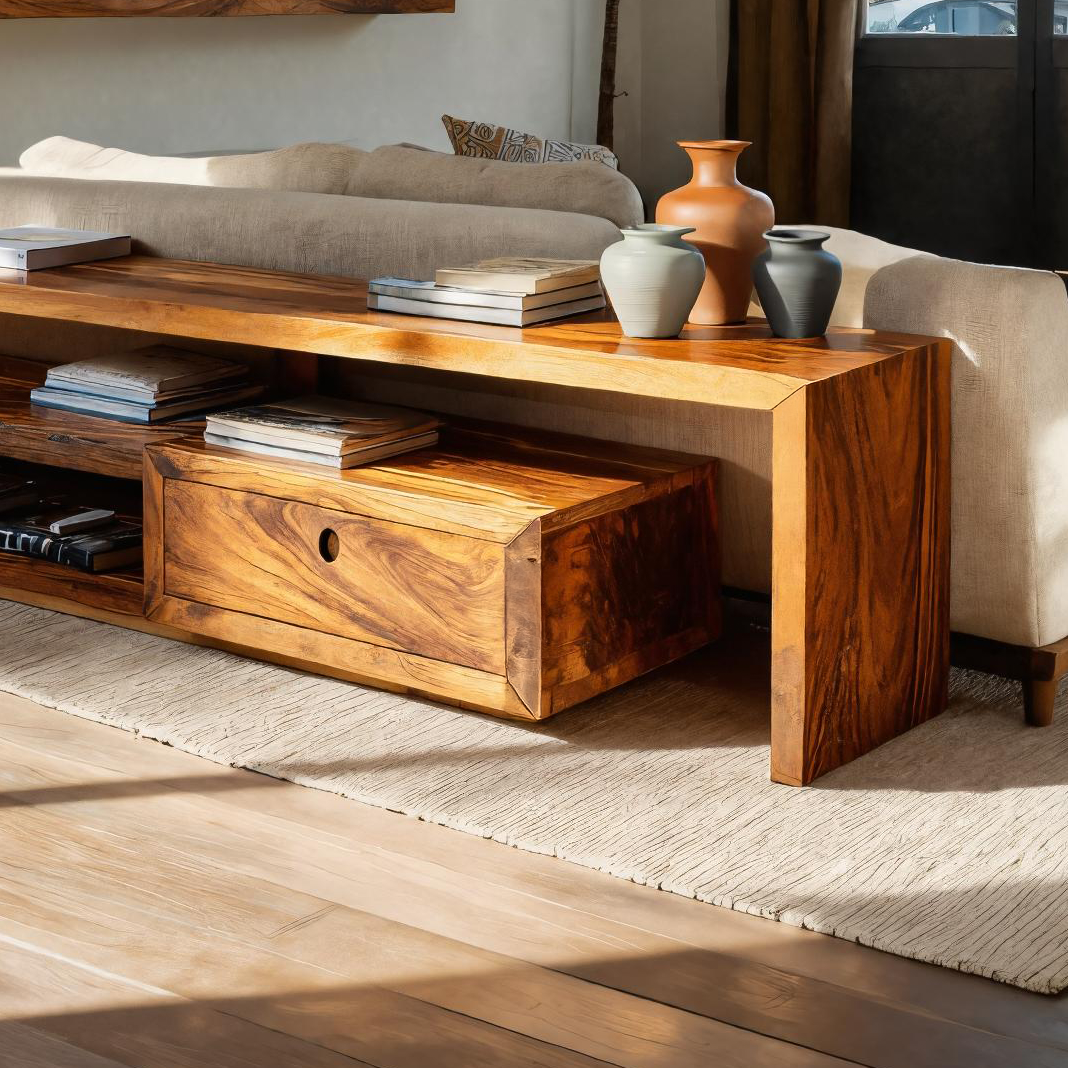 Contemporary Console Table With Drawers For Living Room