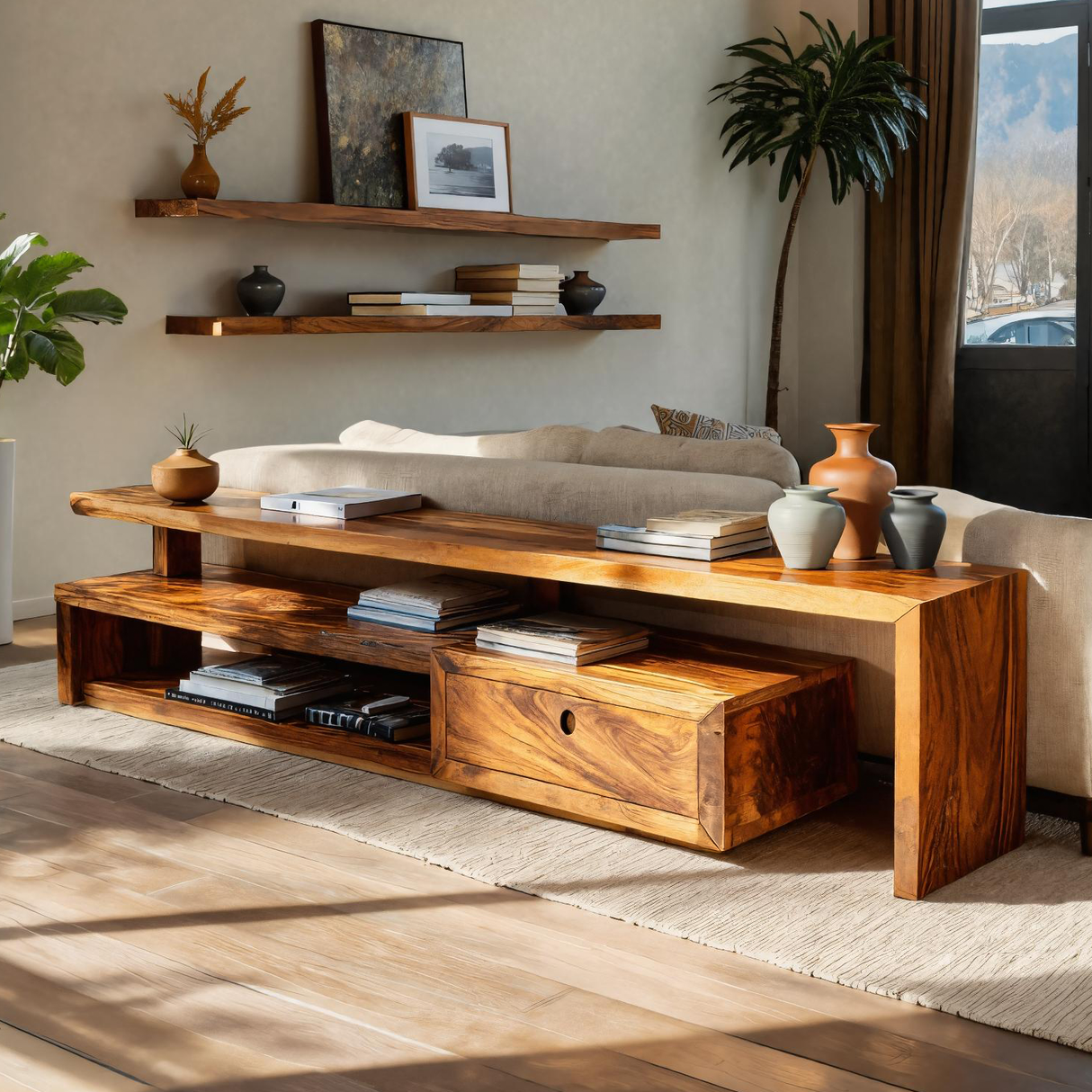 Contemporary Console Table With Drawers For Living Room