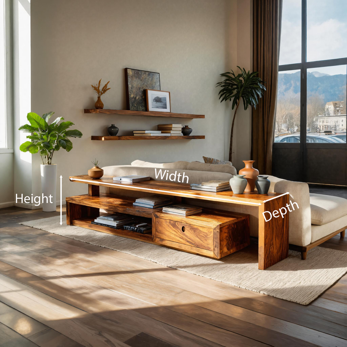 Contemporary Console Table With Drawers For Living Room