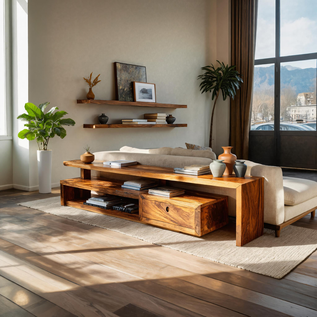 Contemporary Console Table With Drawers For Living Room