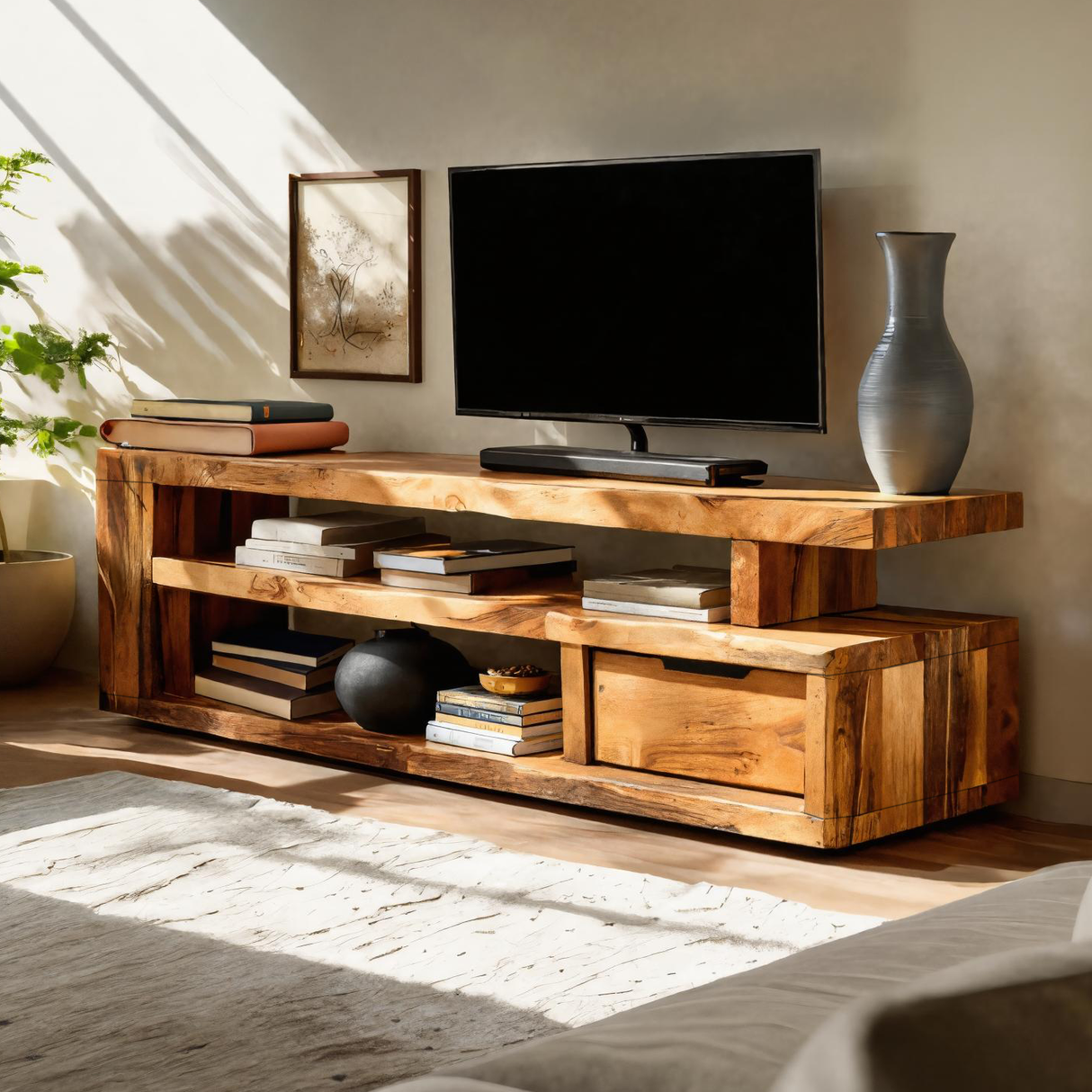 Modern Console Storage Stand For Living Room