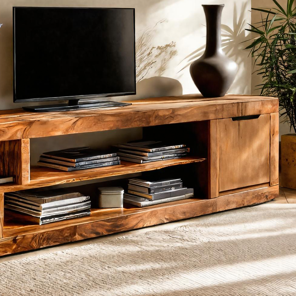 Minimalist TV Cabinet With Open Shelves For Living Room