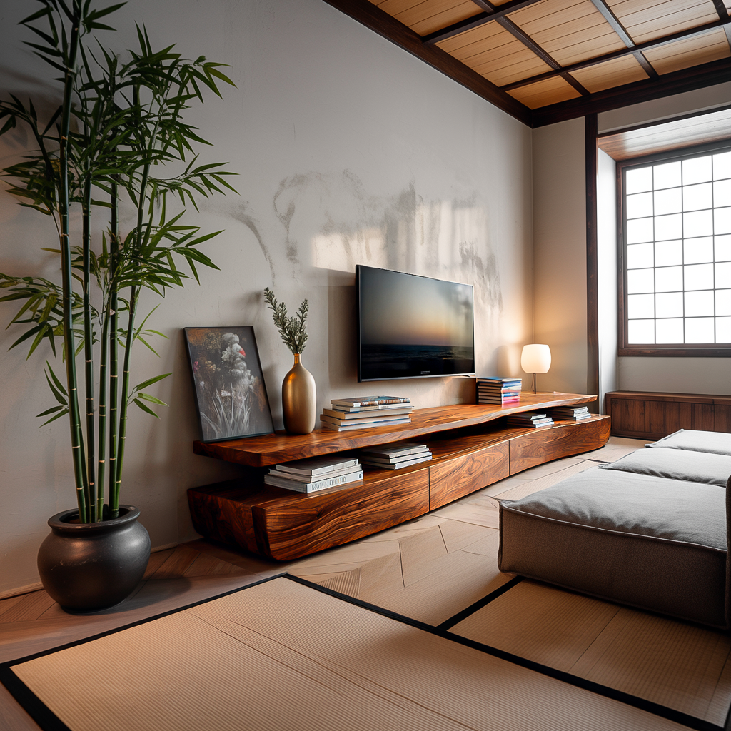 Contemporary TV Cabinet Functional Storage Drawers For Home