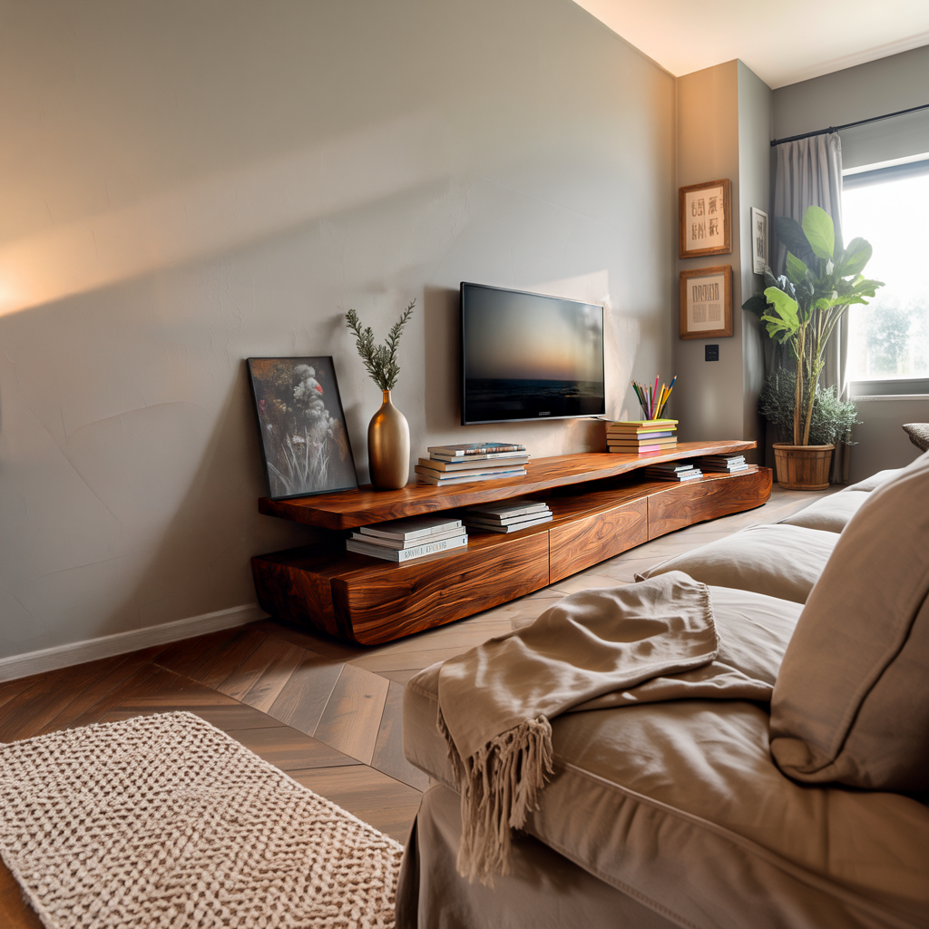 Contemporary TV Cabinet Functional Storage Drawers For Home