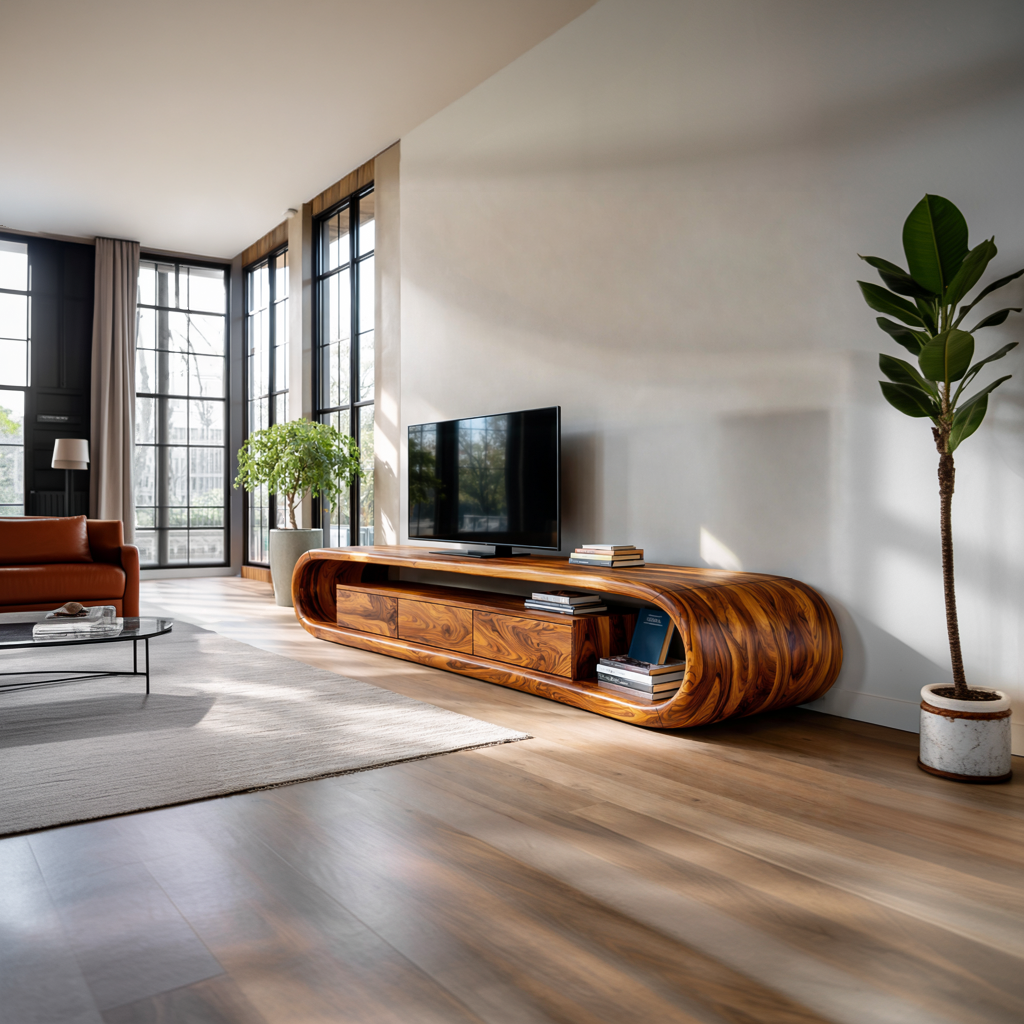 Luxury TV Cabinet With Built In Drawer Storage For Living