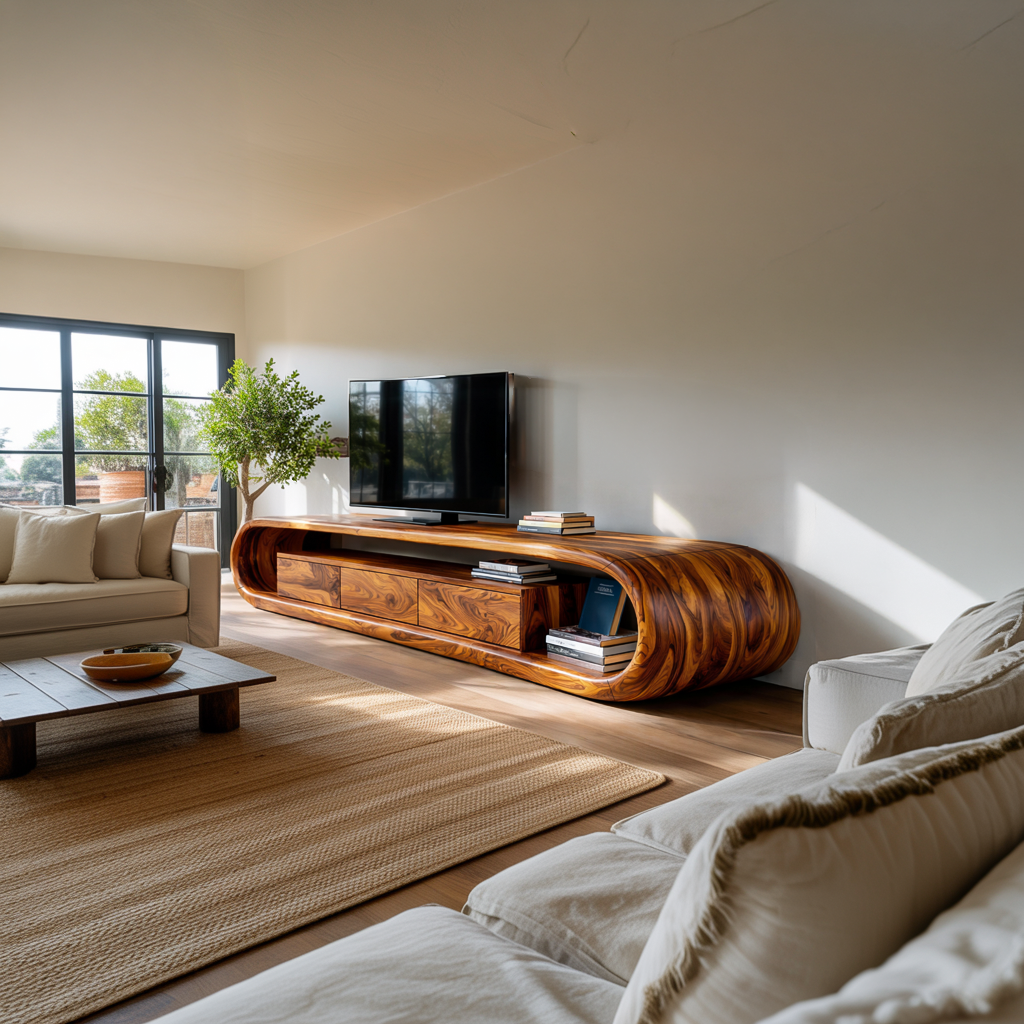 Luxury TV Cabinet With Built In Drawer Storage For Living