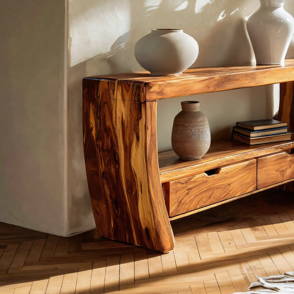 Modern Console Table Curved For Living Room Decor