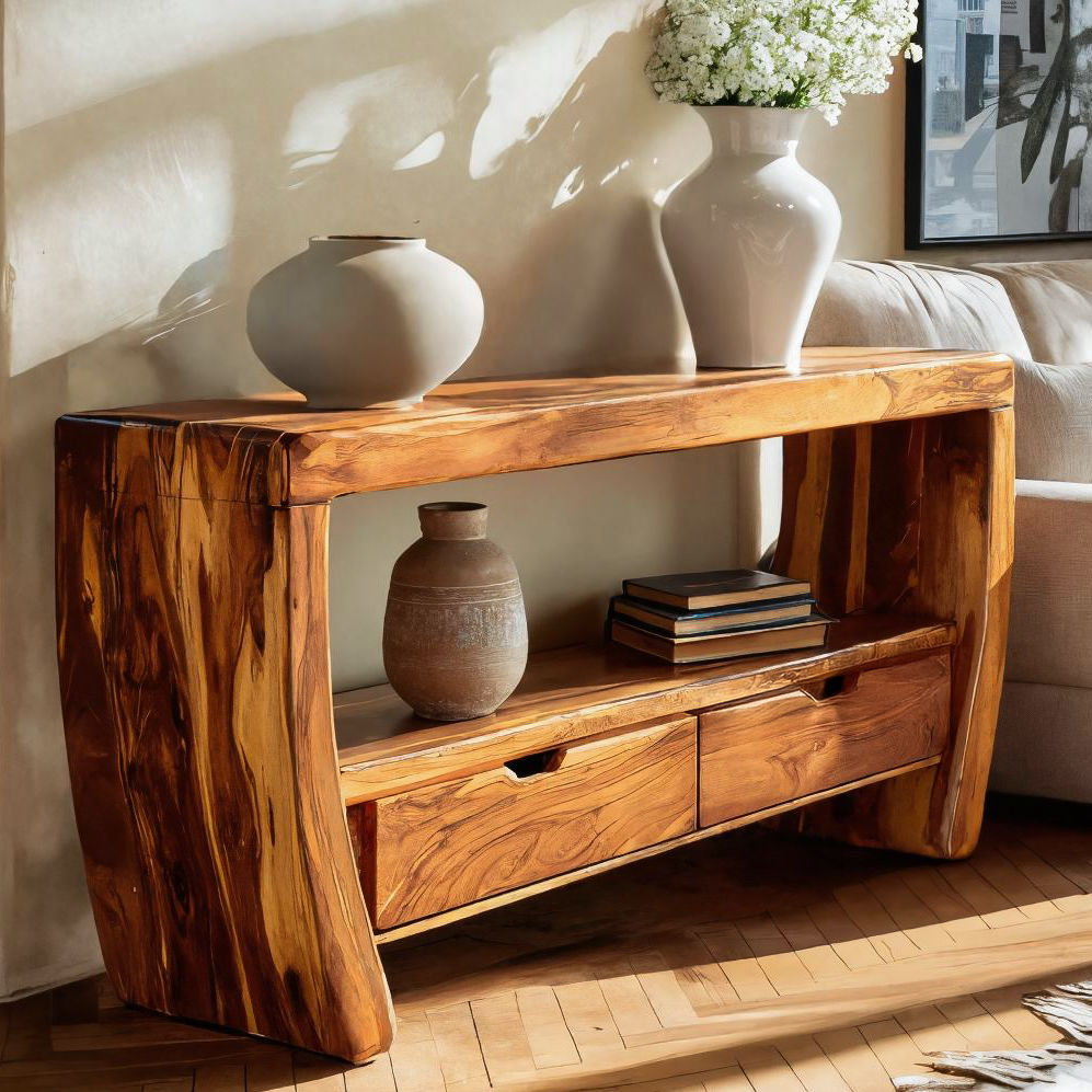 Modern Console Table Curved For Living Room Decor