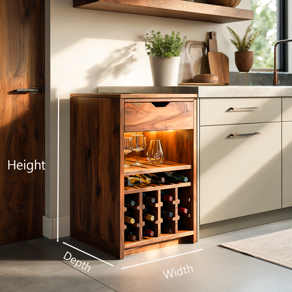 Modern Wine Cabinet With Bottle Shelves And Drawer For Kitchen
