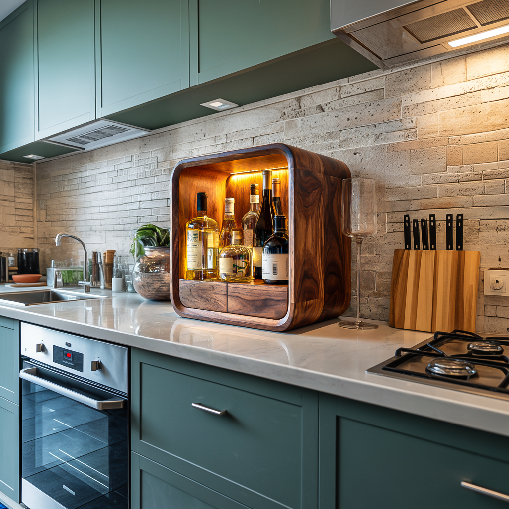 Modern Freestanding Wine Cabinet With Drawer For Home Bar