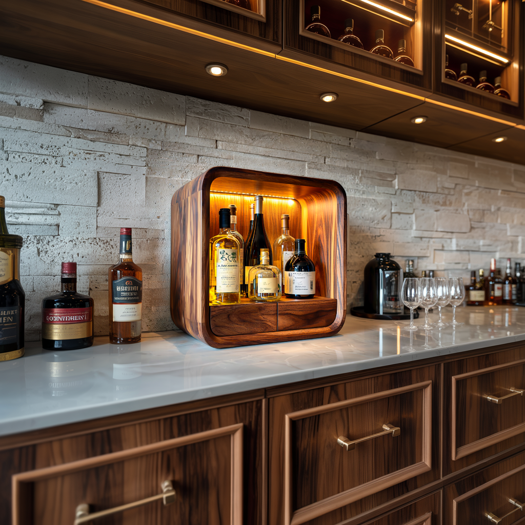 Modern Freestanding Wine Cabinet With Drawer For Home Bar