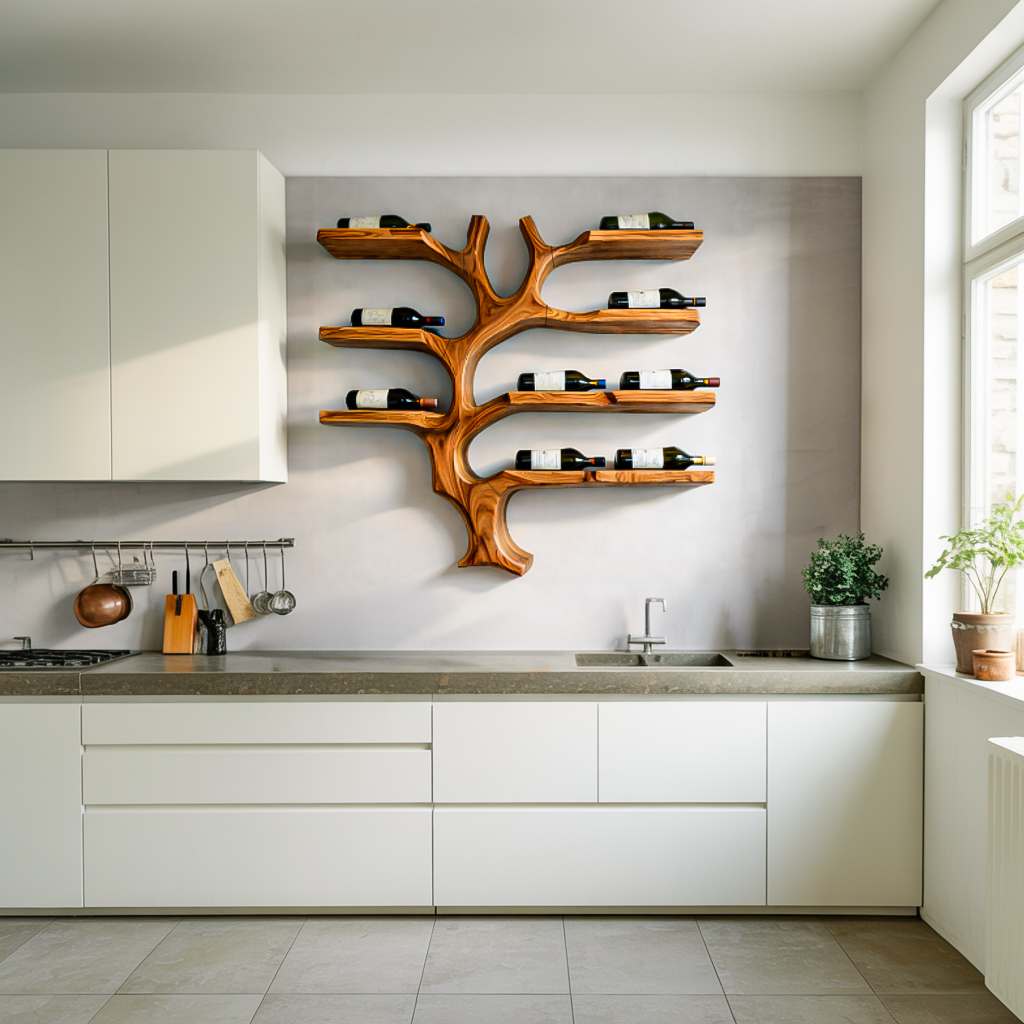 Modern Wall Mounted Branch Wine Holder For Kitchen