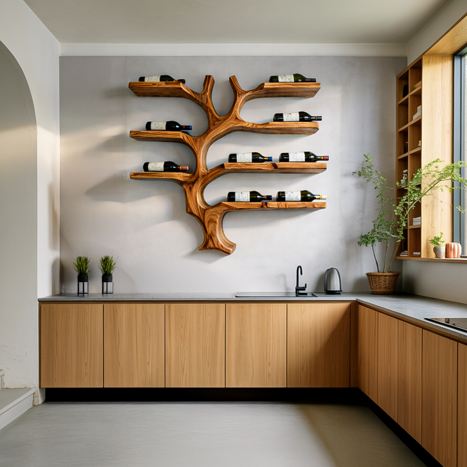 Modern Wall Mounted Branch Wine Holder For Kitchen