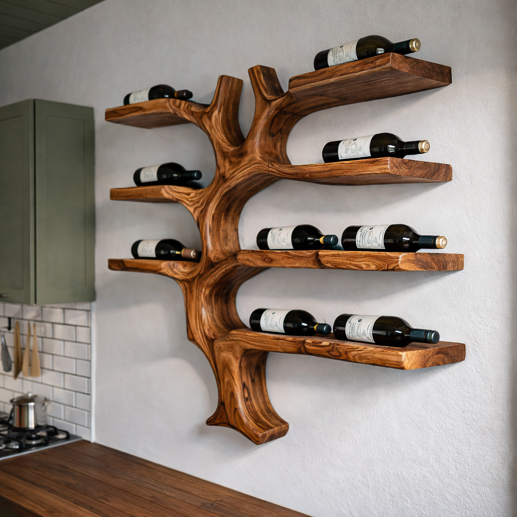 Modern Wall Mounted Branch Wine Holder For Kitchen