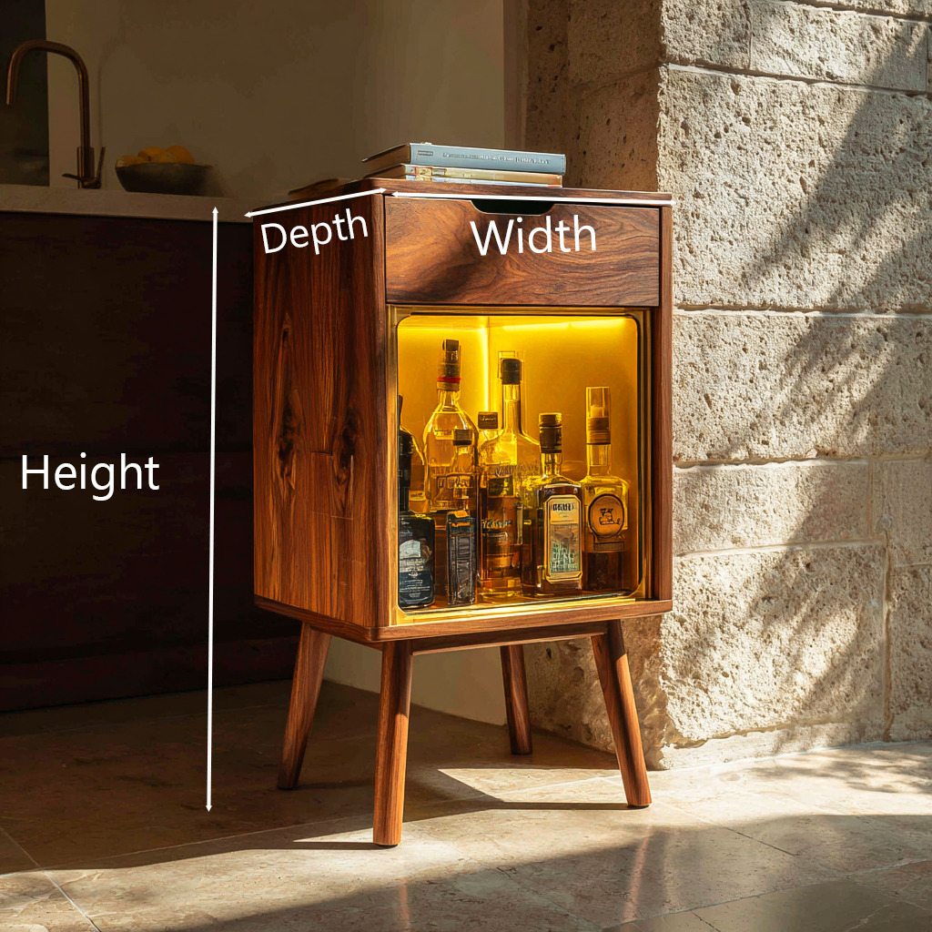 Modern Wood Wine Cabinet With Warm Lighting For Kitchen