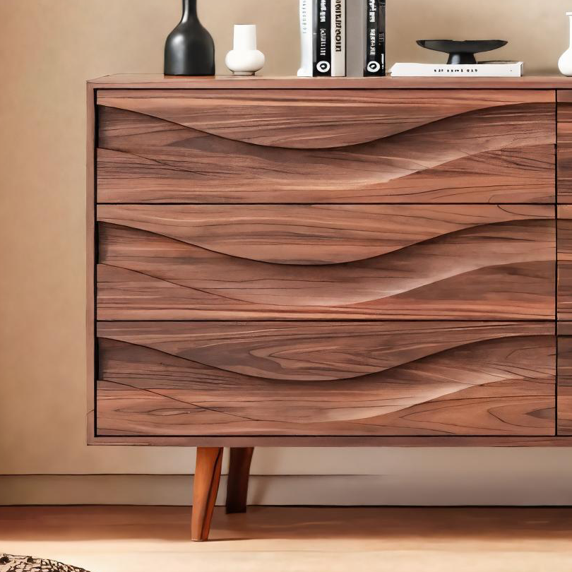 Modern Carved Wave Front Sideboard For Entryway Living Room