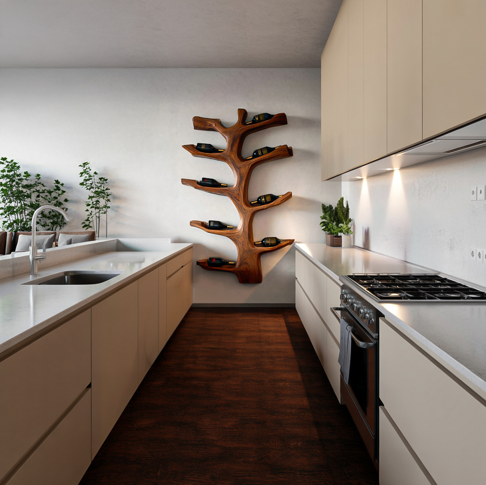 Wall Mounted Wine Rack Sculptural Branch Design For Modern Kitchen