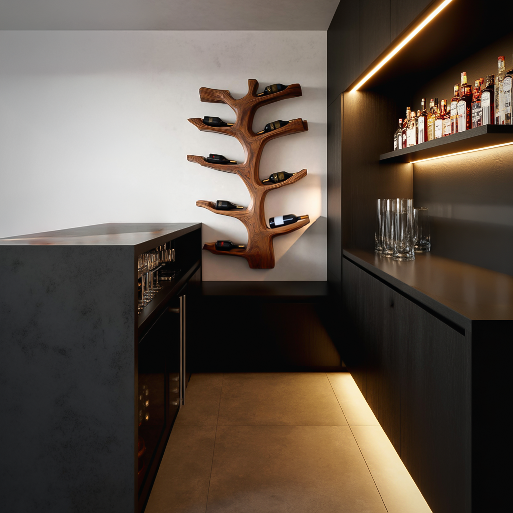 Wall Mounted Wine Rack Sculptural Branch Design For Modern Kitchen
