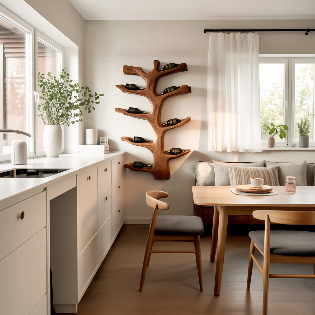 Wall Mounted Wine Rack Sculptural Branch Design For Modern Kitchen