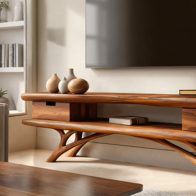 Artistic Curved TV Cabinet For Minimalist Interior Furniture
