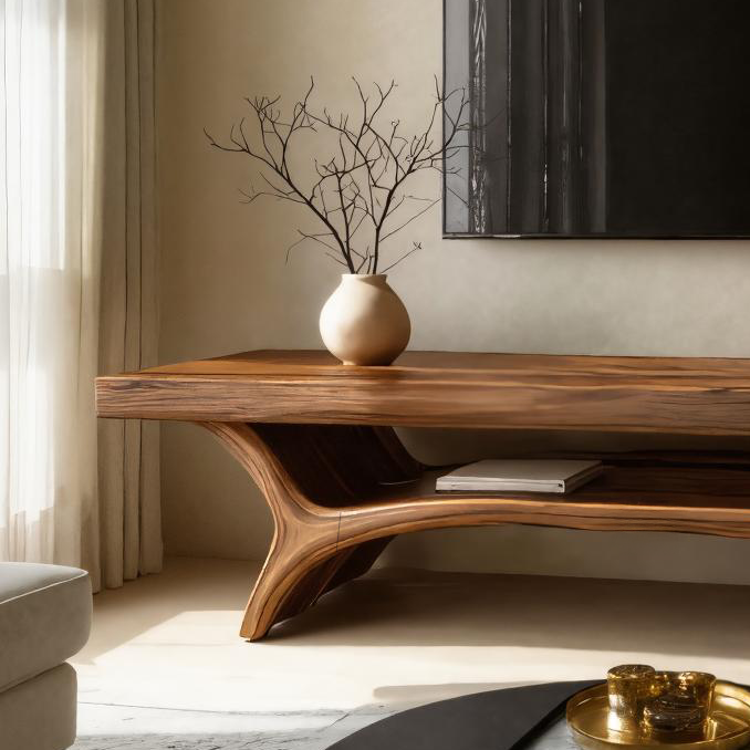 Architectural TV Stand With Shelf For Living Room