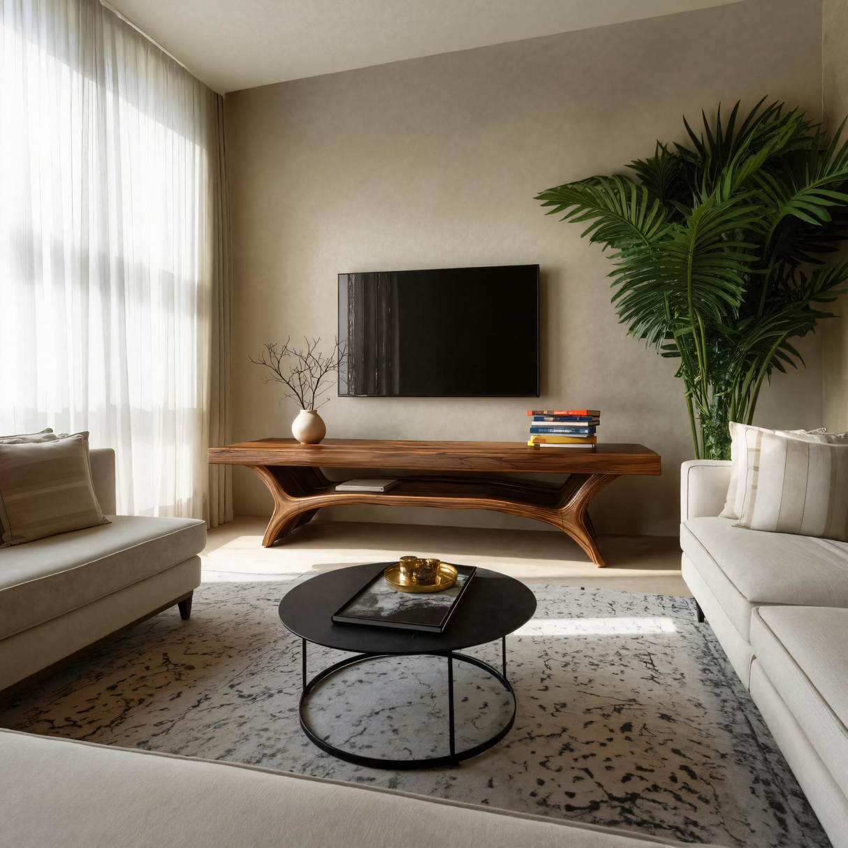 Architectural TV Stand With Shelf For Living Room
