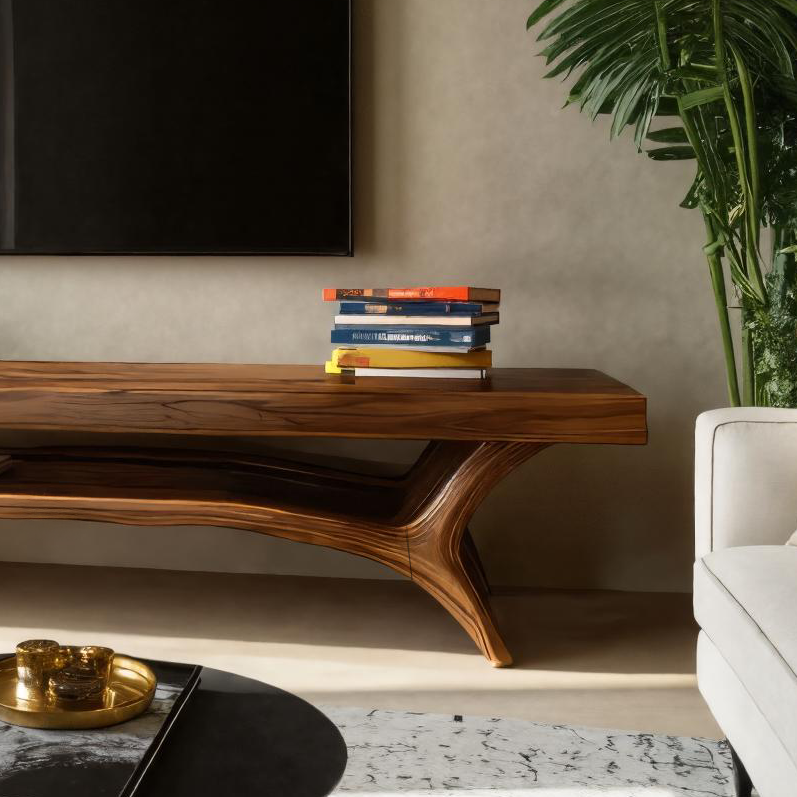 Architectural TV Stand With Shelf For Living Room