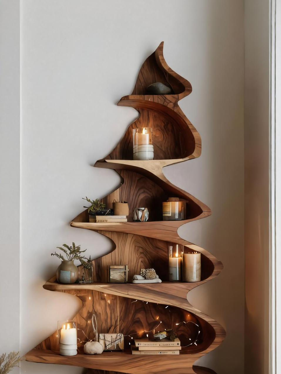 Modern Sculptural Standing Shelf For Living Room