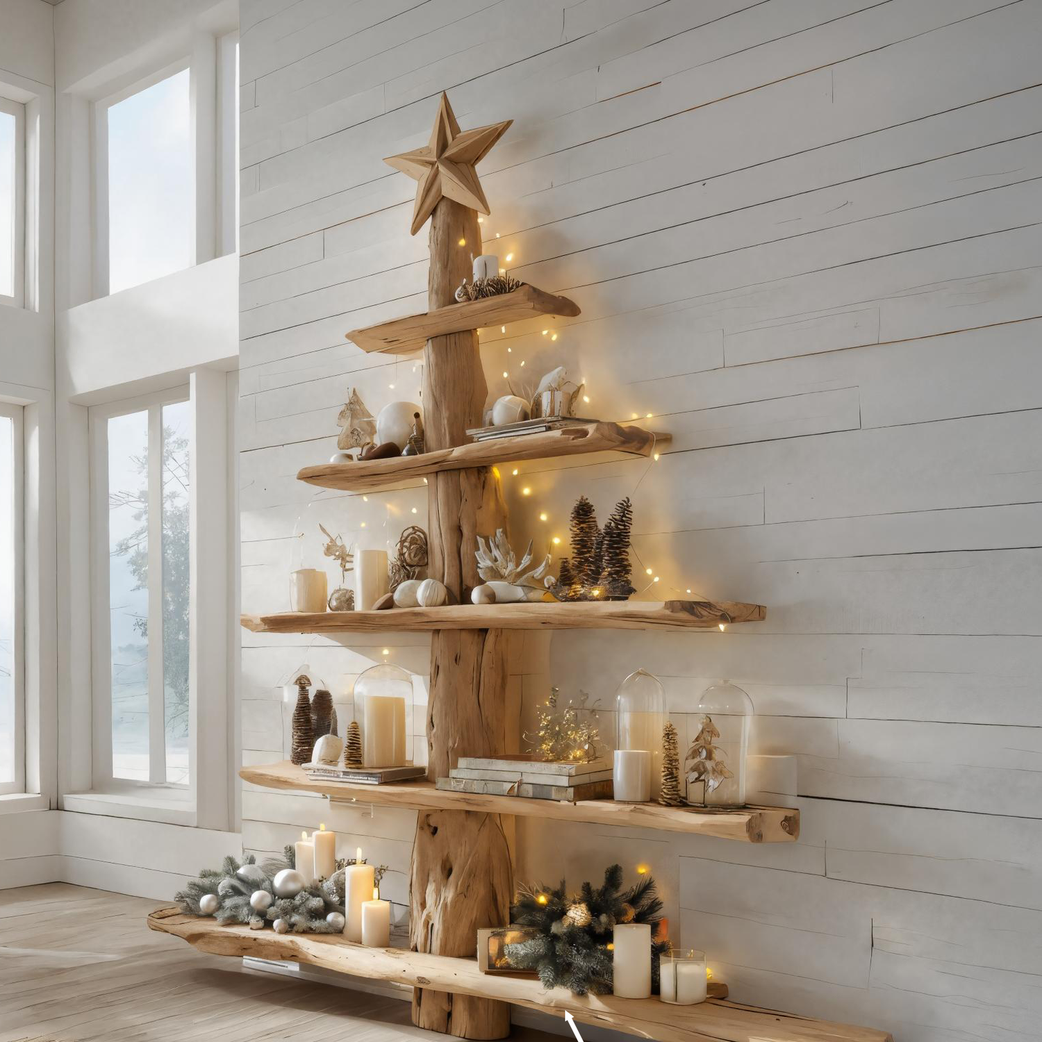 Rustic Live Edge Christmas Tree Shelf For Holiday Display