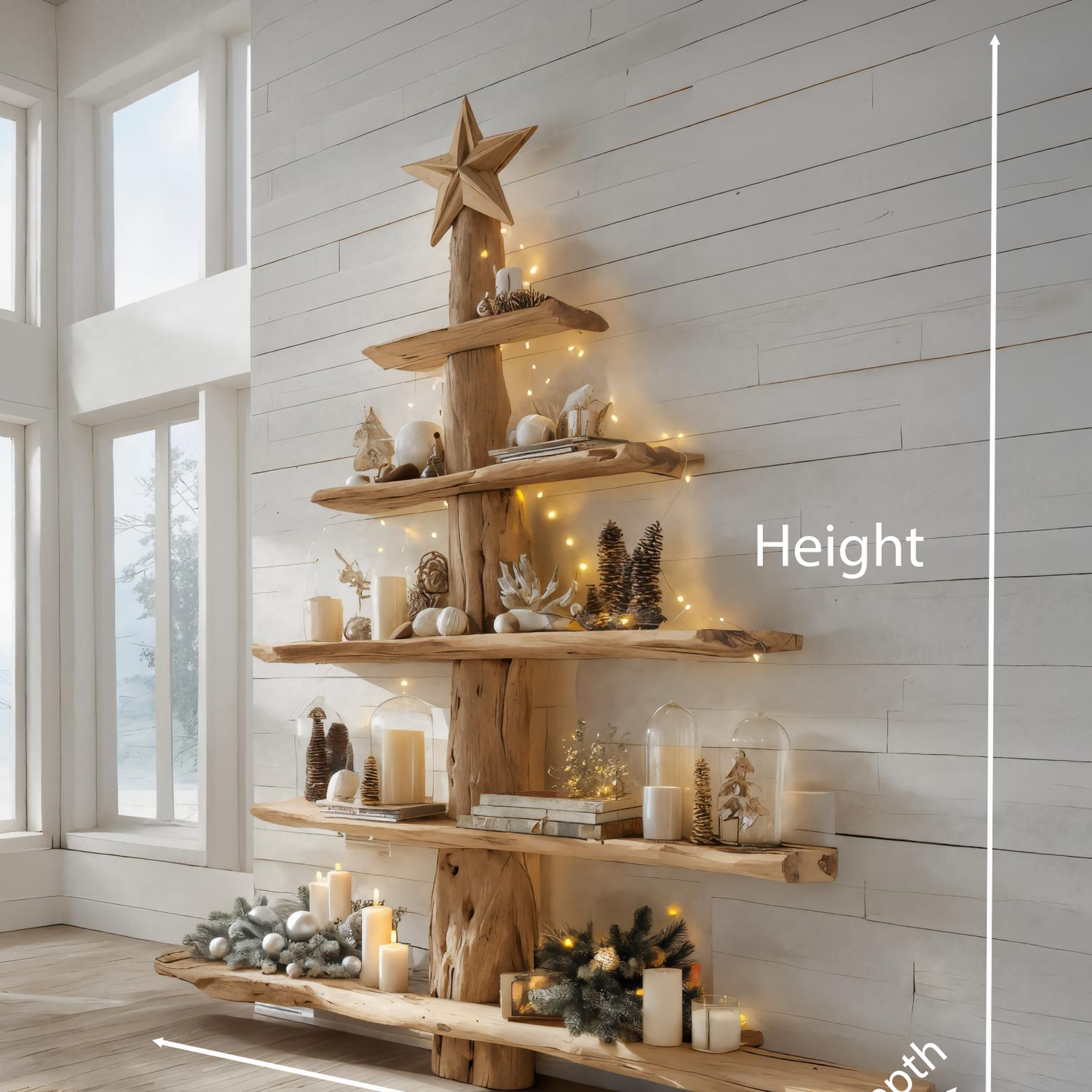 Rustic Live Edge Christmas Tree Shelf For Holiday Display