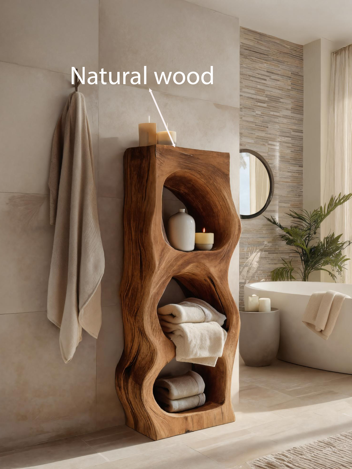 Organic Sculptural Bathroom Shelf For Towels Or Spa Essentials