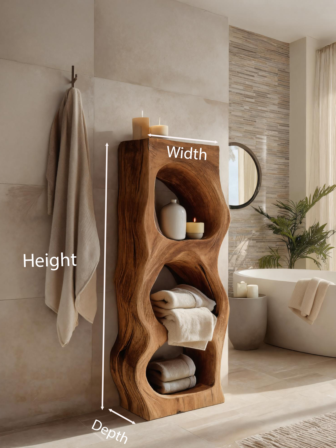Organic Sculptural Bathroom Shelf For Towels Or Spa Essentials