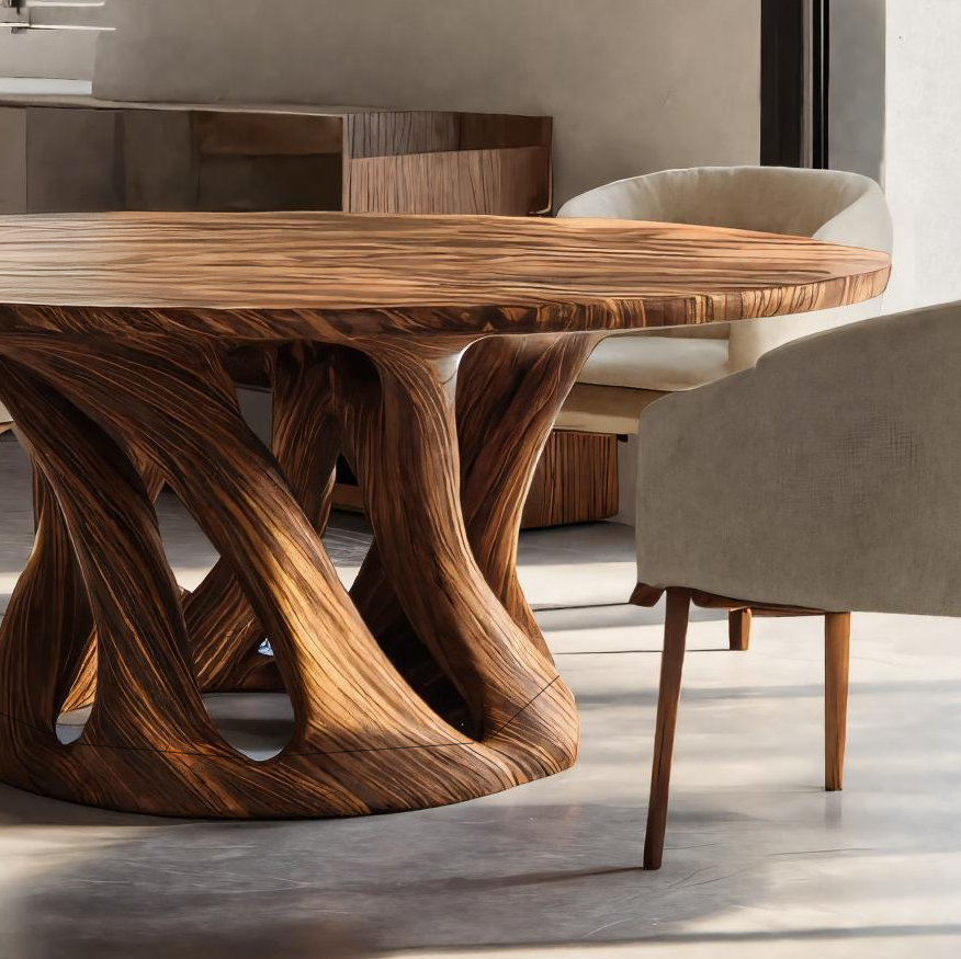 Sculptural Round Dining Table For Contemporary Interior