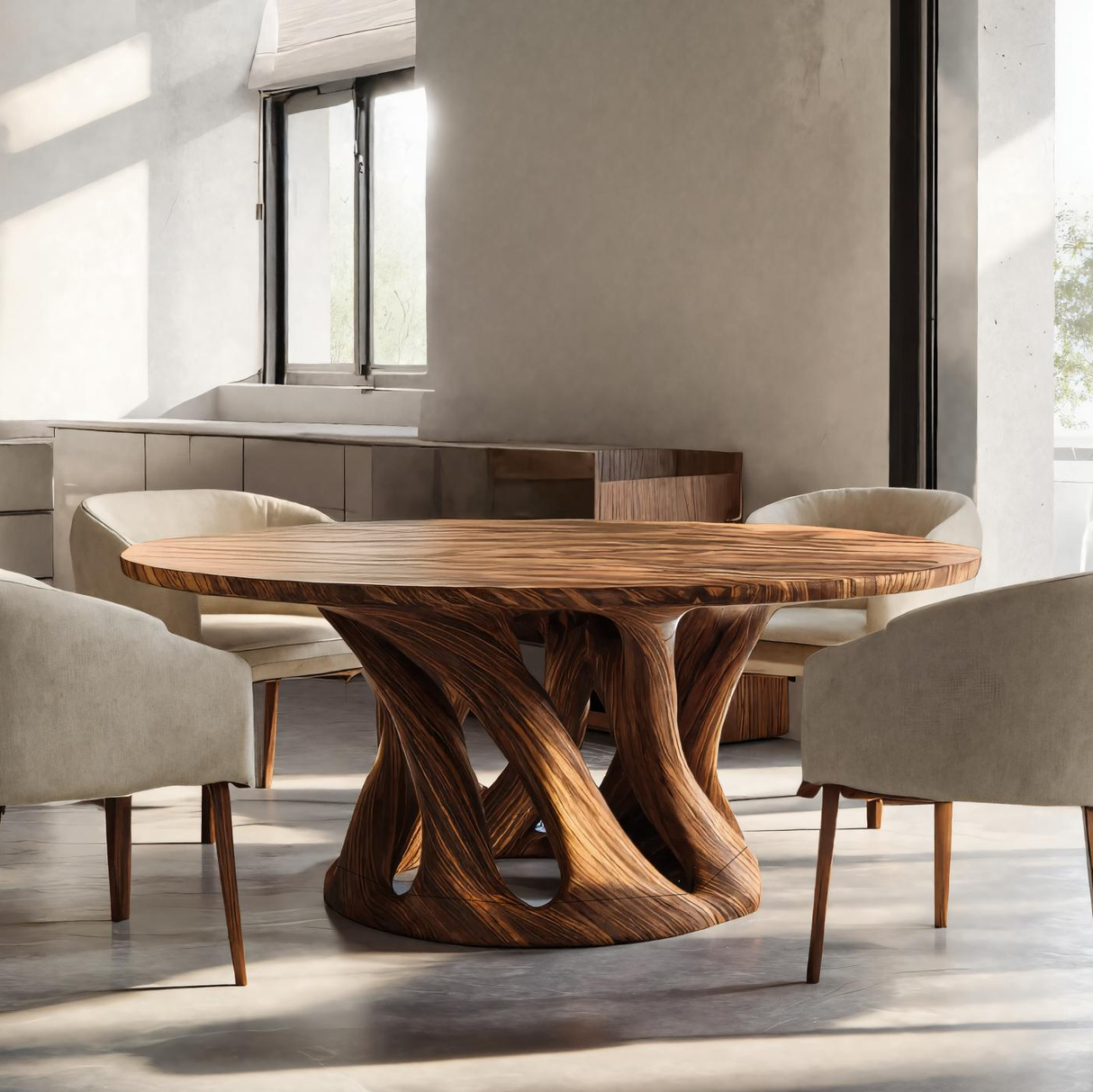 Sculptural Round Dining Table For Contemporary Interior