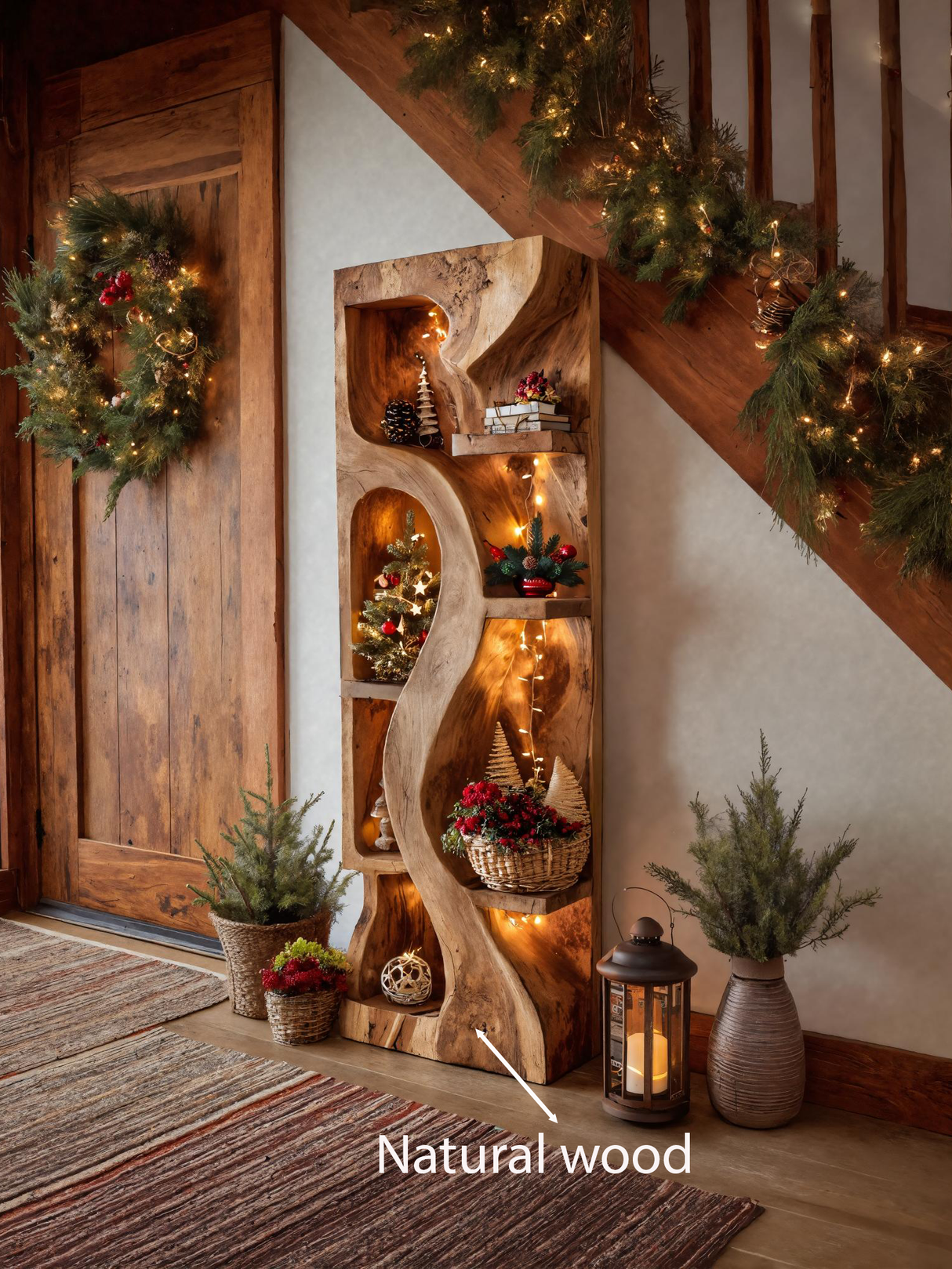 Organic Standing Shelf With Wave Design For Holiday Display
