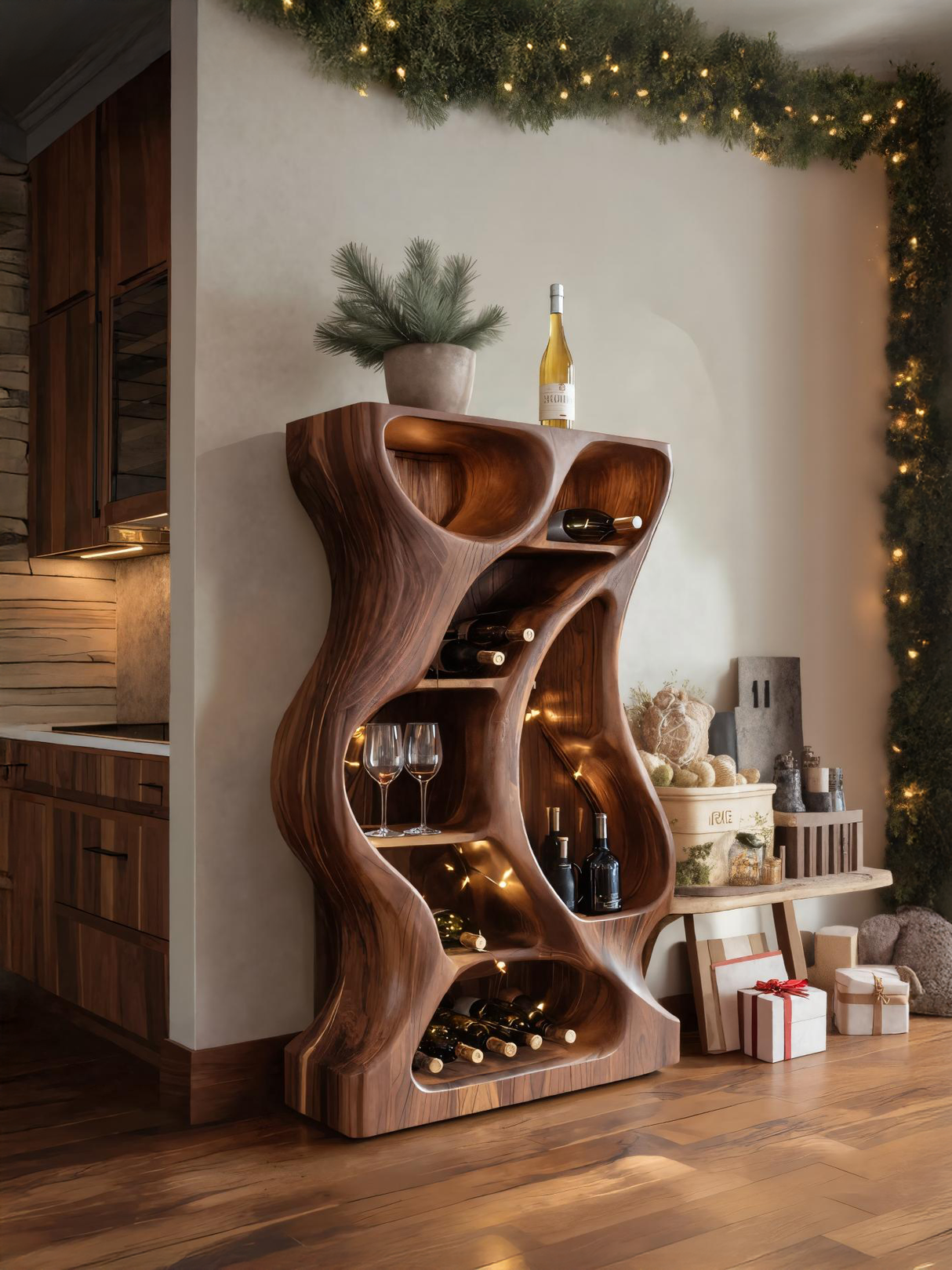 Rustic Handcrafted Wine Rack For Holiday Home Décor