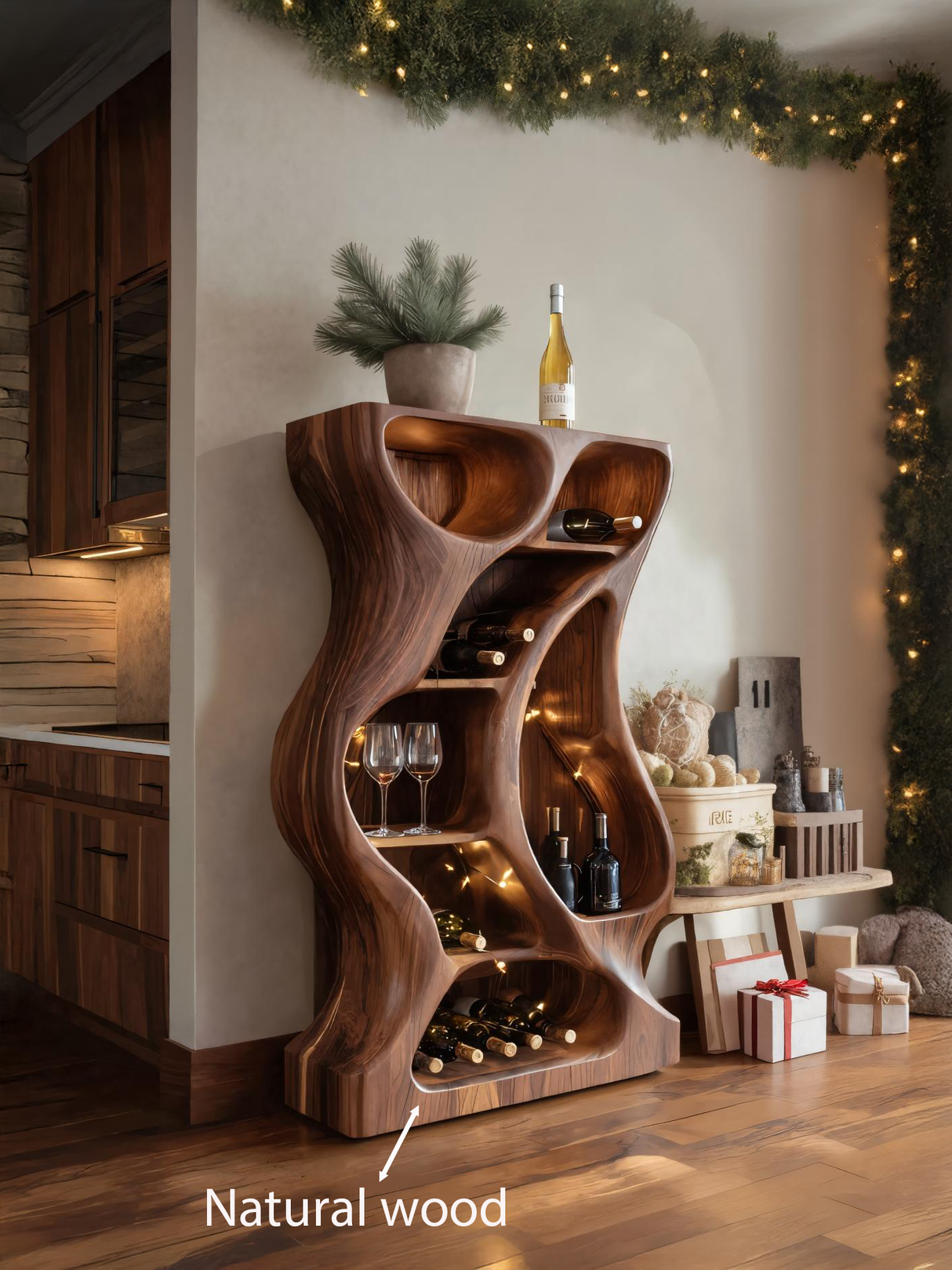 Rustic Handcrafted Wine Rack For Holiday Home Décor