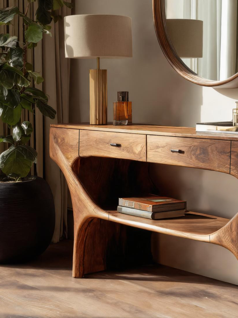Artistic Handmade Vanity Table With Drawers For Bedroom