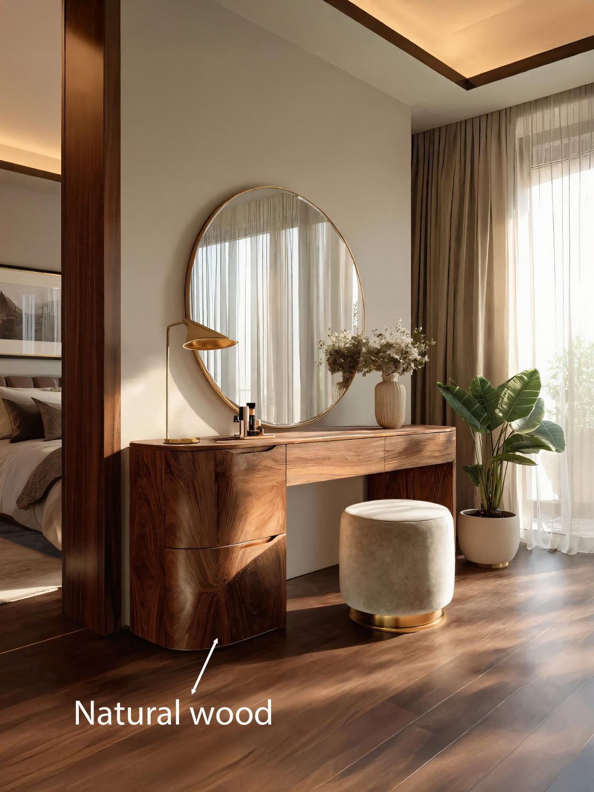 Modern Handmade Vanity Table With Drawers For Bedroom