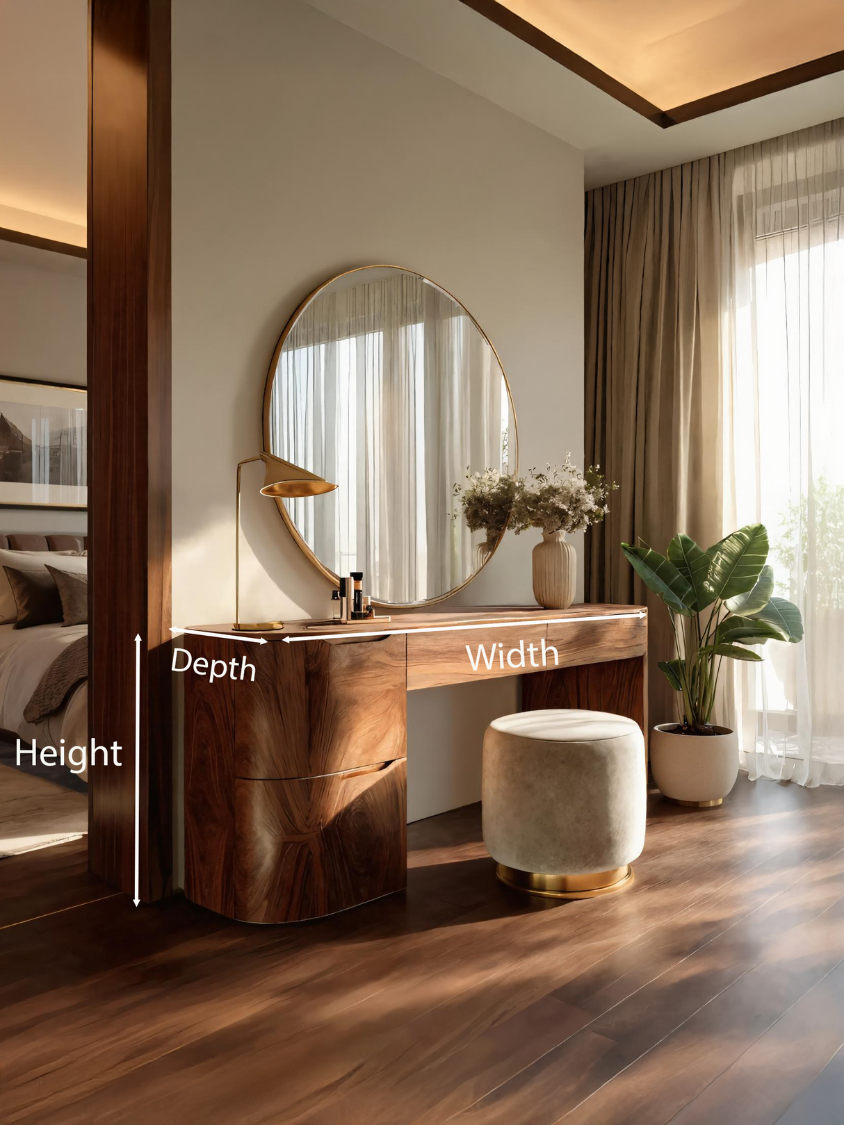 Modern Handmade Vanity Table With Drawers For Bedroom