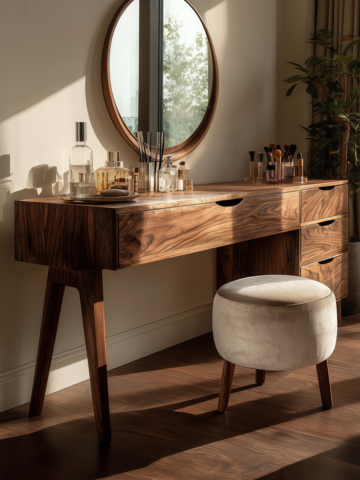 Modern Handmade Vanity Desk With Storage Drawers