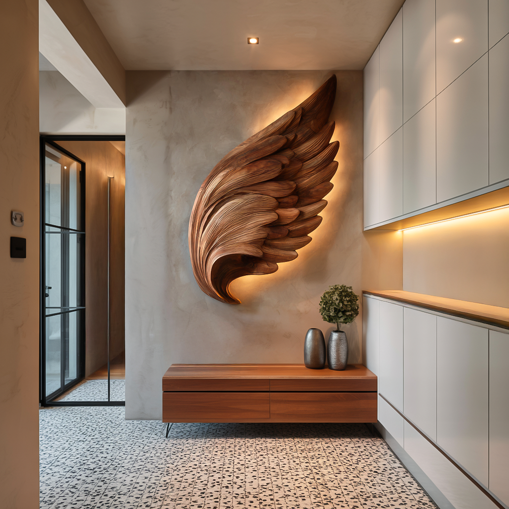 Organic Wing Wall Art Sculpture For Luxury Interior Decor