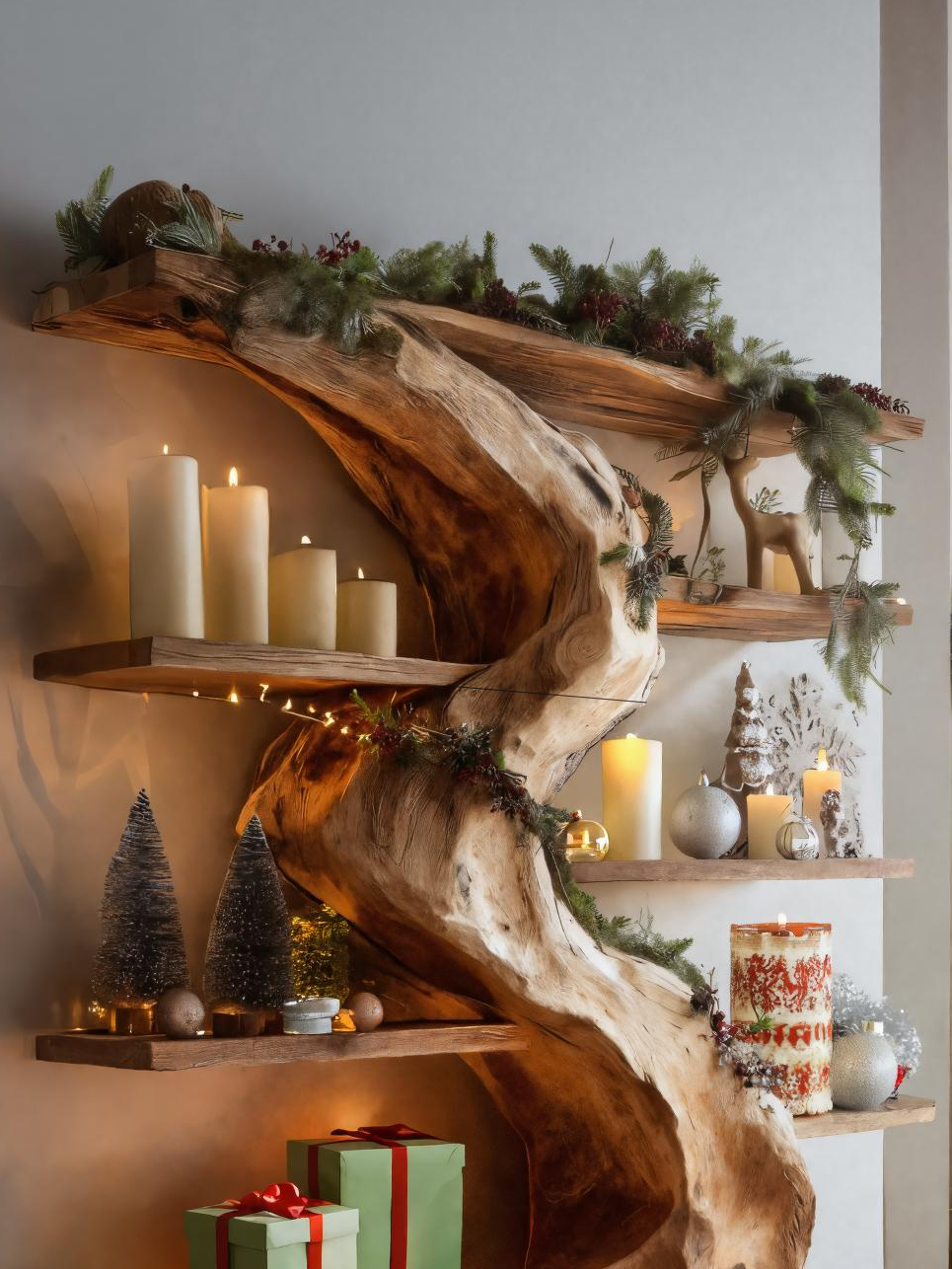 Rustic Live Edge Shelf For Living Room Or Holiday