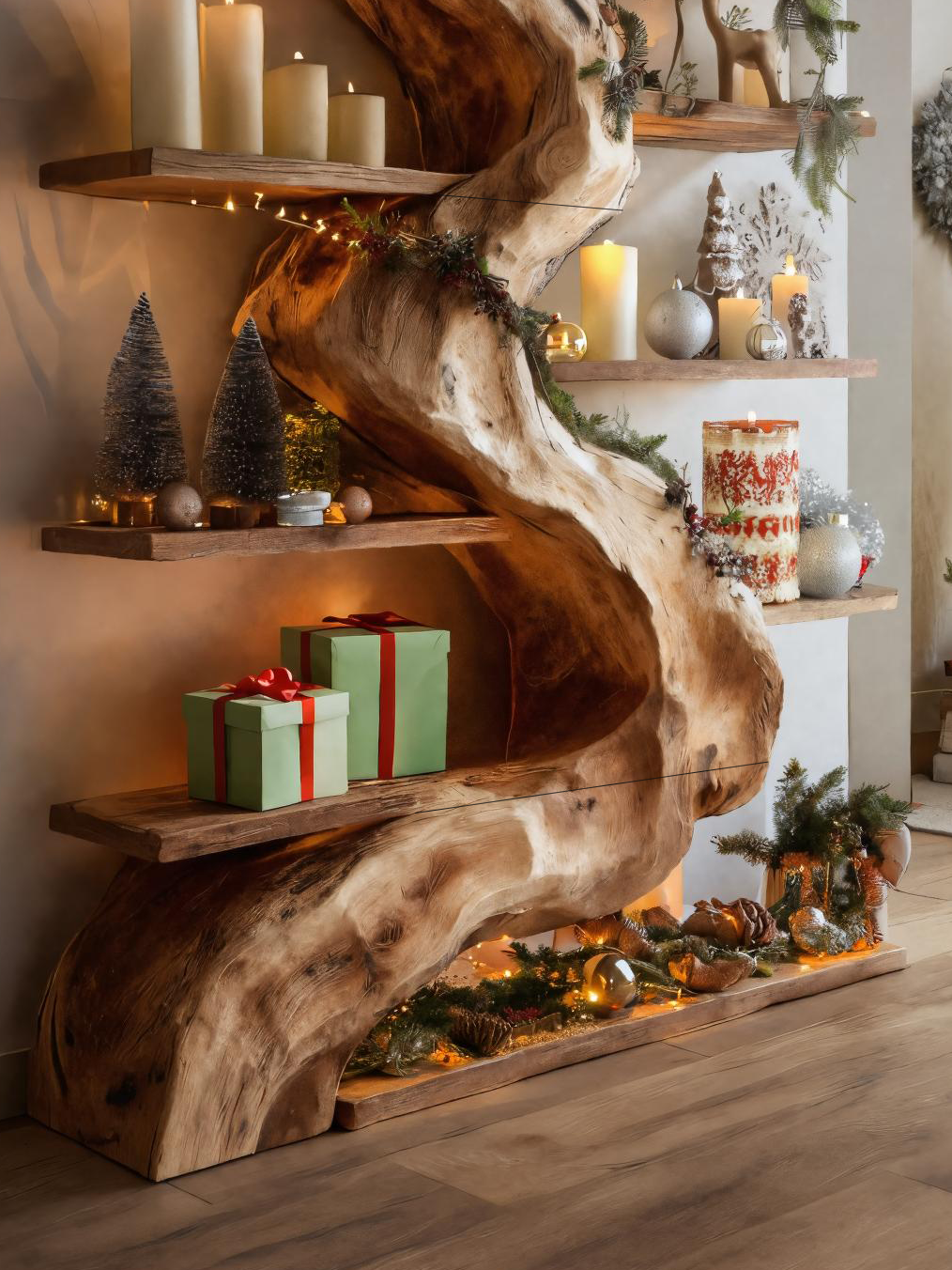 Rustic Live Edge Shelf For Living Room Or Holiday