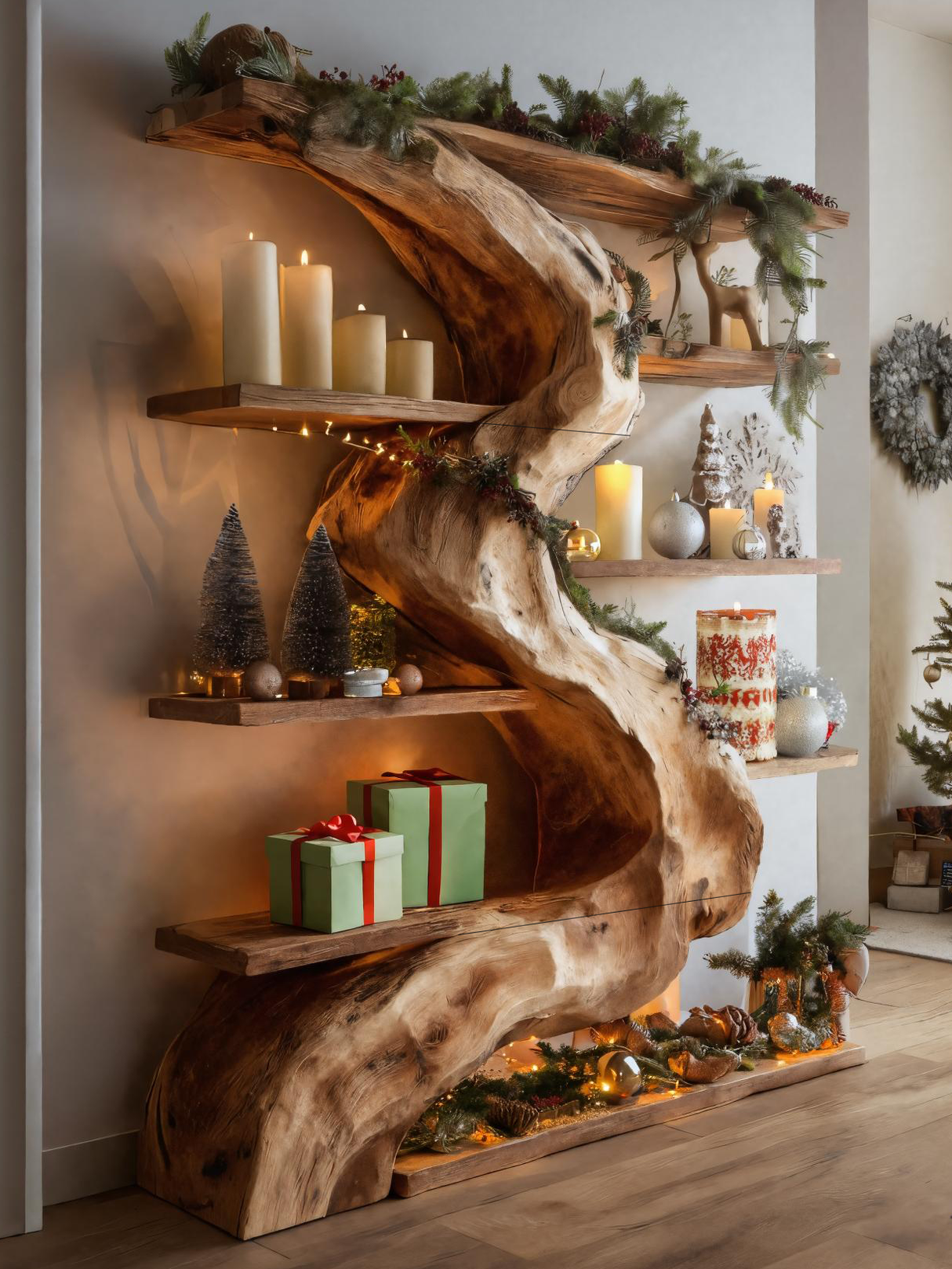 Rustic Live Edge Shelf For Living Room Or Holiday