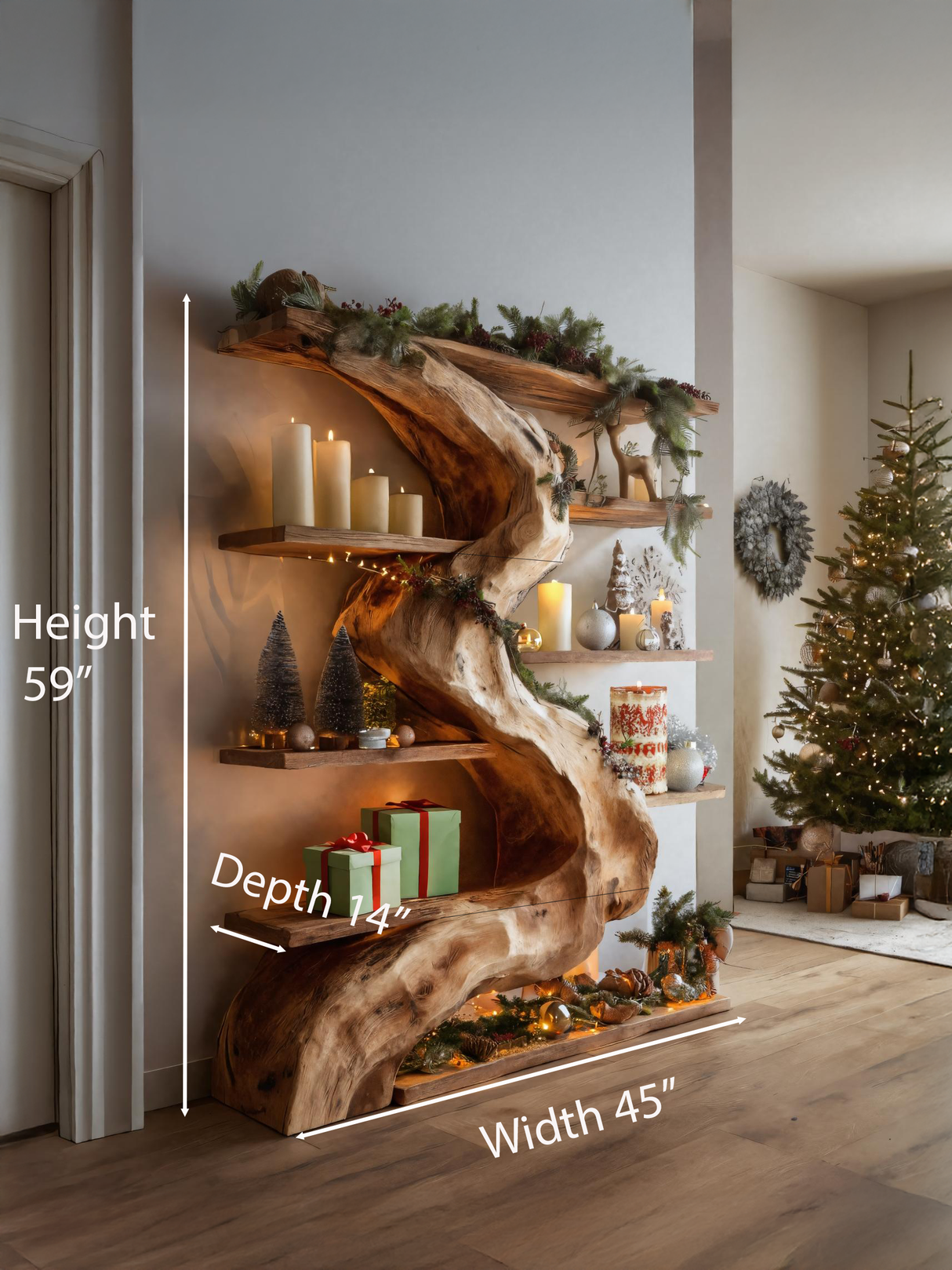 Rustic Live Edge Shelf For Living Room Or Holiday