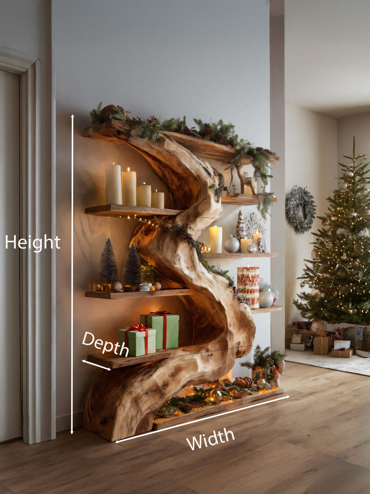 Rustic Live Edge Shelf For Living Room Or Holiday