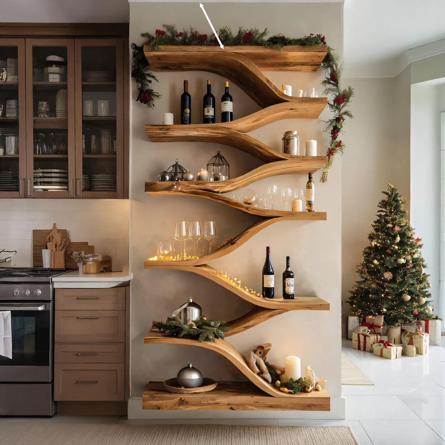 Christmas Handmade Sculptural Wall Shelf For Dining Room