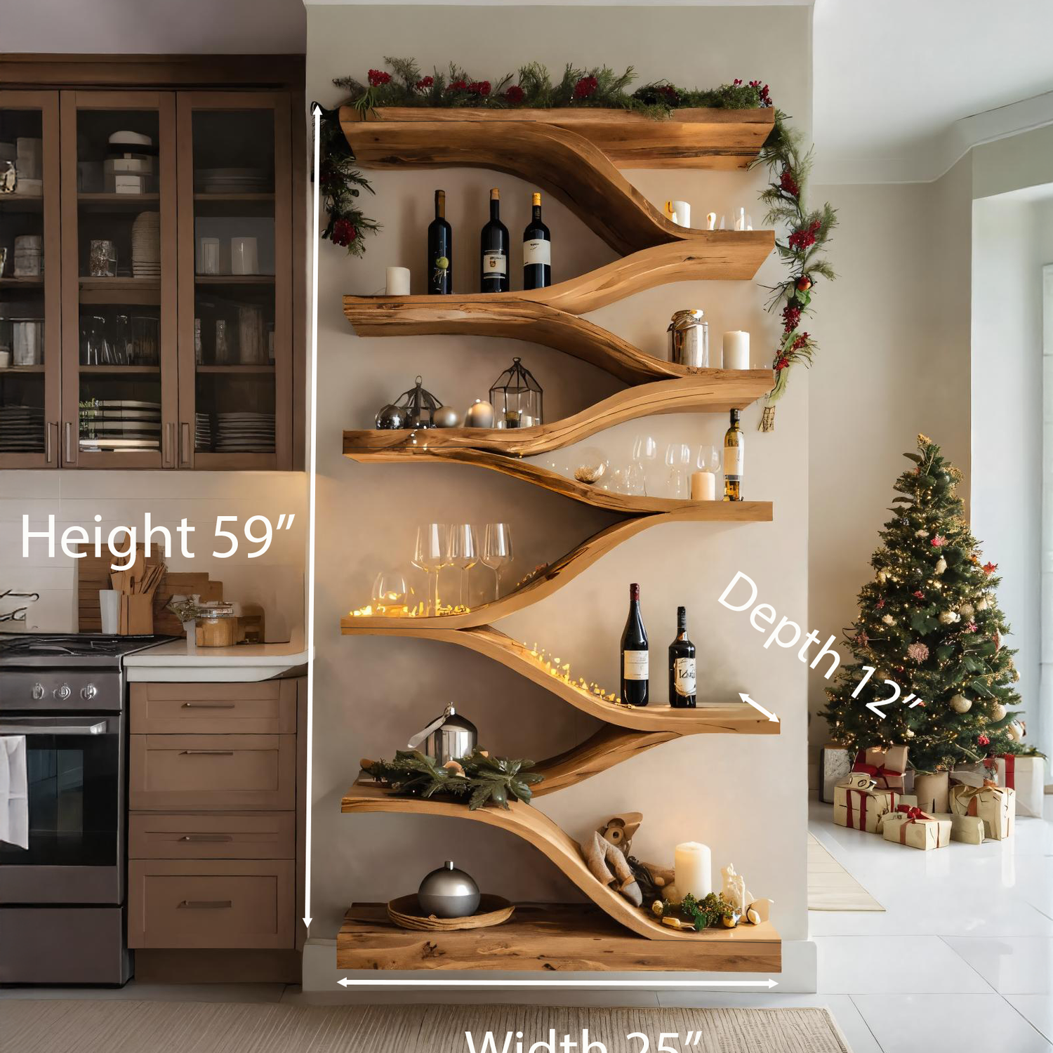 Christmas Handmade Sculptural Wall Shelf For Dining Room